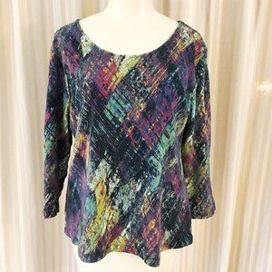 Habitat 100% cotton multicolor top, 3/4 sleeve